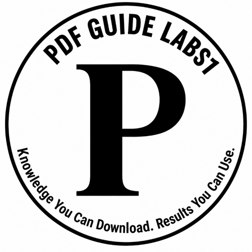A black letter P is centered inside a circle. Around the top edge, it says PDF GUIDE LABS1. Along the bottom edge, it reads Knowledge You Can Download. Results You Can Use.
